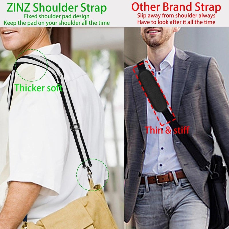 ZINZ Shoulder Strap 58" Ultra-Thick Fixed Padded and Adjustable Buckles Crossbody Strap for Briefcase Laptop Bag Luggage - Image 5